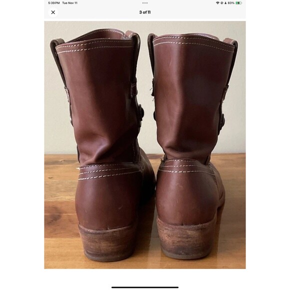 Frye Carson Shortie Boots Womens 7.5 B Brown Leather Western Pull Up Shoes 76460 - Picture 3 of 11